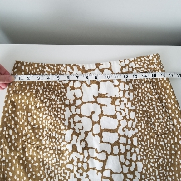 J. Crew Y2K Gold/White Python Print Mini Skirt Size 6 100% Cotton - Picture 6 of 10